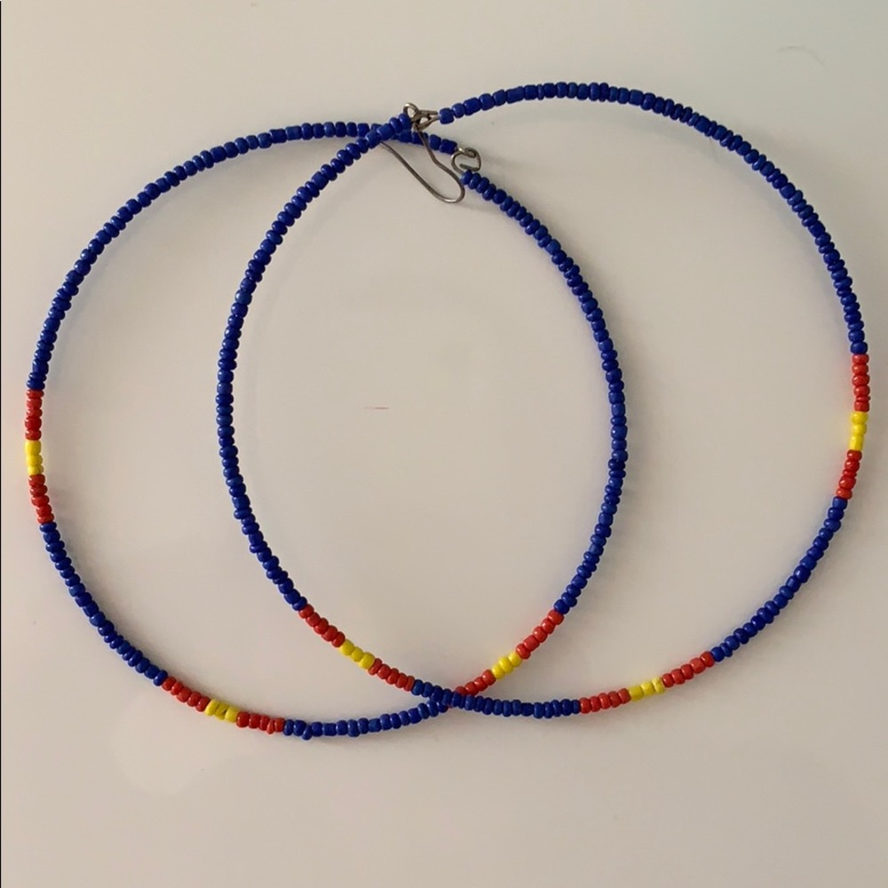 Large Beaded Hoop Earrings 💙